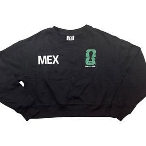 FIFA World Cup Mexico 2026 Cropped Sweatshirt Womens M Black Graphic Crew Neck